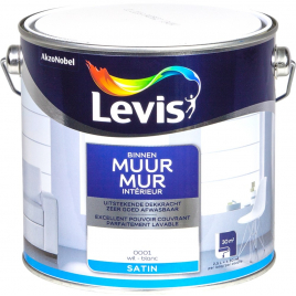 Peinture Mur Intérieur blanche satinée 2,5 L LEVIS