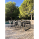 Table de jardin extensible avec plateau en verre 220-340 x 100 x 75 cm