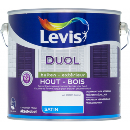 Laque pour bois Duol blanche satinée 2,5 L LEVIS