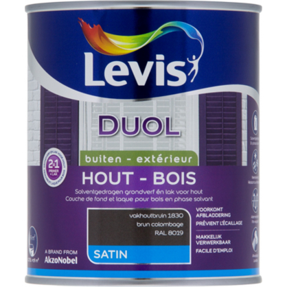 Laque pour bois Duol brun colombage satinée 0,75 L LEVIS