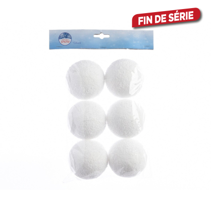 Boule de neige blanche Ø 6 cm 6 pièces DECORIS