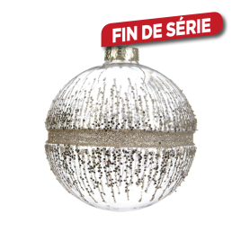 Boule de Noël en verre avec paillettes argentée Ø 8 cm DECORIS