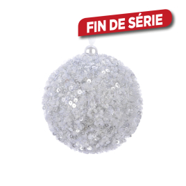 Boule de Noël en mousse pailletée argent Ø 8 cm DECORIS