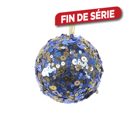 Boule de Noël en mousse pailletée bleu nuit Ø 8 cm DECORIS