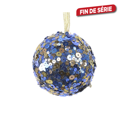 Boule de Noël en mousse pailletée bleu nuit Ø 8 cm DECORIS