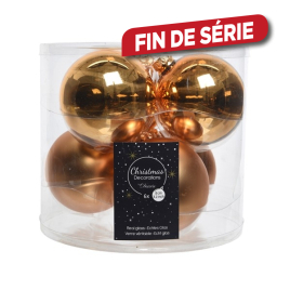 Boule de Noël en verre laiton doré Ø 8 cm 6 pièces DECORIS