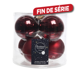 Boule de Noël en verre bordeaux Ø 8 cm 6 pièces DECORIS