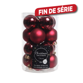 Boule de Noël en verre bordeaux Ø 3,5 cm 16 pièces DECORIS