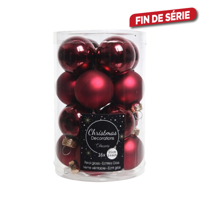 Boule de Noël en verre bordeaux Ø 3,5 cm 16 pièces DECORIS