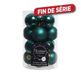 Boule de Noël en verre vert émeraude Ø 3,5 cm 16 pièces DECORIS