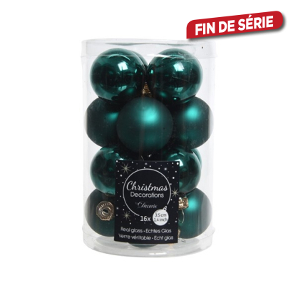 Boule de Noël en verre vert émeraude Ø 3,5 cm 16 pièces DECORIS