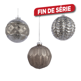 Boule de Noël en verre en relief naturel Ø 10 cm DECORIS