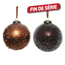 Boule de Noël en verre mouchetée 3 pièces Ø 8 cm DECORIS