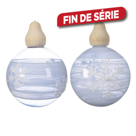 Boule de Noël en verre givrée avec flocons Ø 8 cm 3 pièces DECORIS