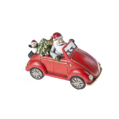 Voiture rouge avec figurine en céramique Père Noël COSY@HOME