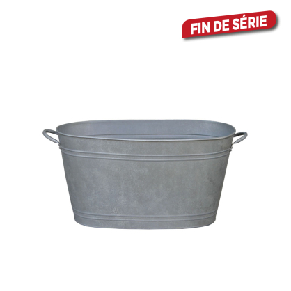 Pot ovale en zinc 44 x 25 x 23 cm