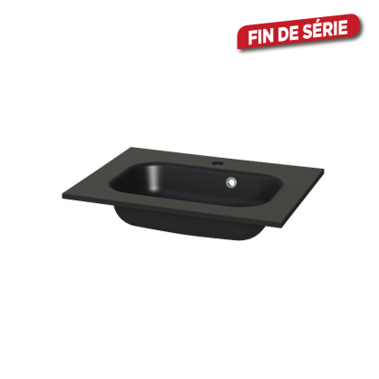 Plan de toilette Oval noir 60 cm TIGER