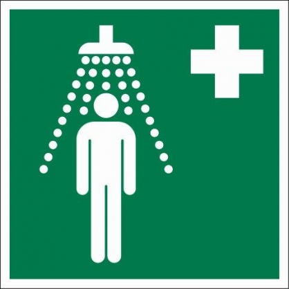 Pictogramme d'urgence douche de sécurité 15 x 15 cm