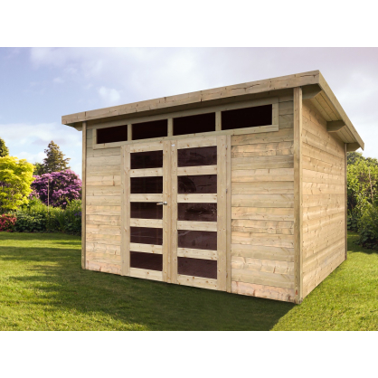 Abri de jardin en bois moderne Venezia avec double porte 28 mm 3,33 x 2,73 m SOLID