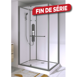 Cabine de douche gun metal La Paz rectangle 90 x 120 x 225 cm ALLIBERT