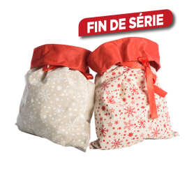 Sac cadeau en tissu avec flocons 70 x 50 cm