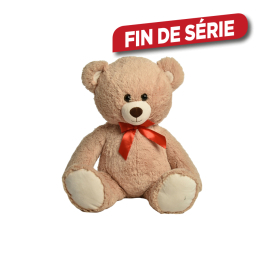 Ours en peluche avec noeud rouge 75 cm