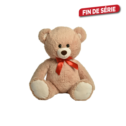 Ours en peluche avec noeud rouge 75 cm