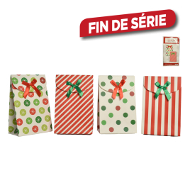 Pochette cadeau en carton avec noeud 12,7 x 20 x 7,6 cm 2 pièces