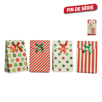 Pochette cadeau en carton avec noeud 12,7 x 20 x 7,6 cm 2 pièces