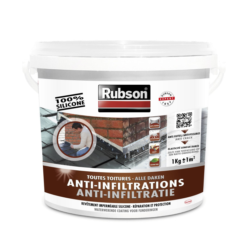 Anti-infiltrations pour toiture noir 1 kg RUBSON