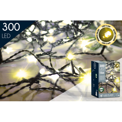 Guirlande extérieure flash 300 LED blanc chaud 15 m