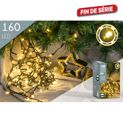 Guirlande extérieure 160 LED blanc chaud 8 m