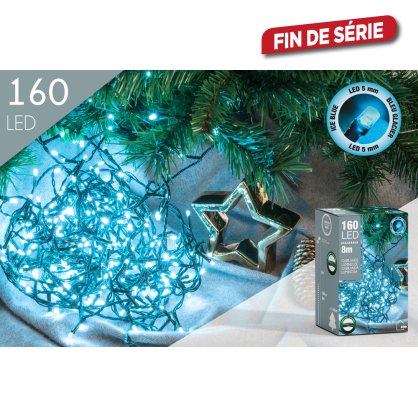 Guirlande extérieure 160 LED bleu glacier 8 m