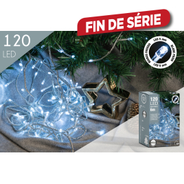 Guirlande extérieure avec fil transparent 120 LED blanc froid 6 m