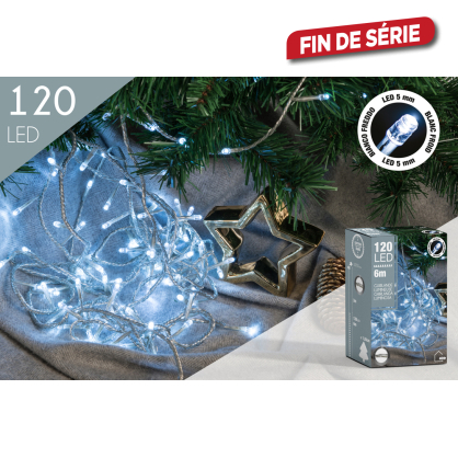 Guirlande extérieure avec fil transparent 120 LED blanc froid 6 m