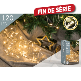 Guirlande extérieure avec fil transparent 120 LED blanc chaud 6 m