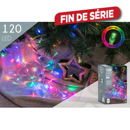 Guirlande extérieure avec fil transparent 120 LED multicouleur 6 m