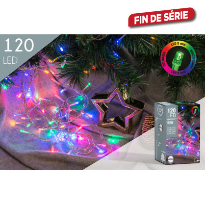 Guirlande extérieure avec fil transparent 120 LED multicouleur 6 m