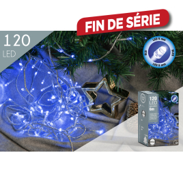 Guirlande extérieure avec fil transparent 120 LED bleu 6 m