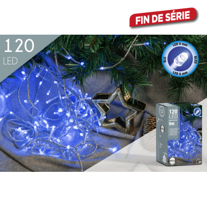 Guirlande extérieure avec fil transparent 120 LED bleu 6 m