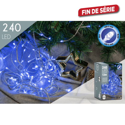 Guirlande extérieure avec fil transparent 240 LED bleu 12 m