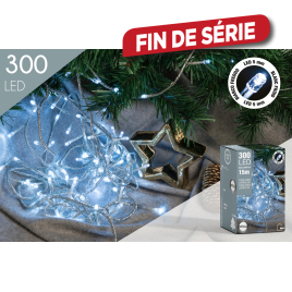 Guirlande extérieure avec fil transparent 300 LED blanc froid 15 m