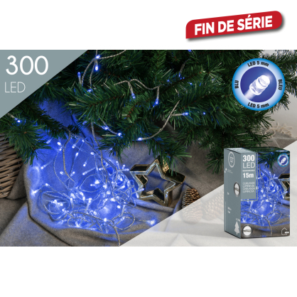 Guirlande extérieure avec fil transparent 300 LED bleu 15 m