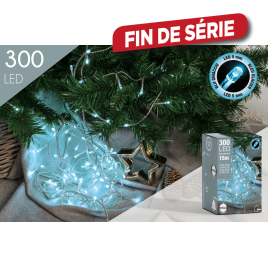 Guirlande extérieure avec fil transparent 300 LED bleu glacier 15 m