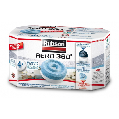 RUBSON - Recharges Absorbeur d'humidité Aero 360° Arôme Vanille Lot de 4 -  Lot de 4 recharges AERO 360° Aroma Comfort Vanille. Absorbe l' -  Livraison gratuite dès 120€