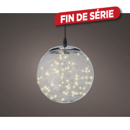 Boule de Noël en plastique argentée avec LED Ø 20 cm LUMINEO