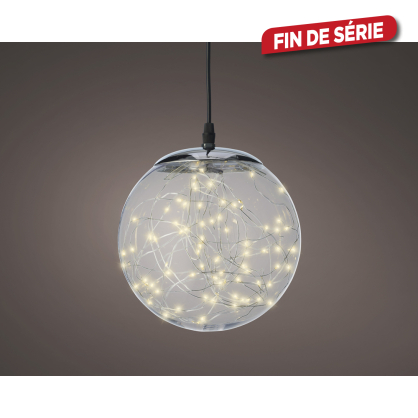 Boule de Noël en plastique argentée avec LED Ø 20 cm LUMINEO