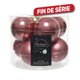 Boule de Noël en verre vieux rose Ø 7 cm 8 pièces DECORIS