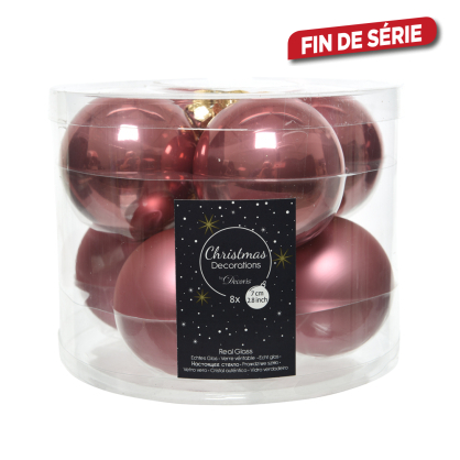 Boule de Noël en verre vieux rose Ø 7 cm 8 pièces DECORIS