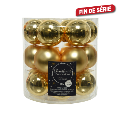 Boule de Noël en verre or clair Ø 4 cm 18 pièces DECORIS